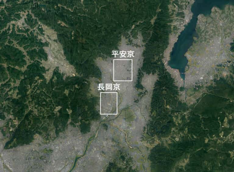 長岡京と平安京の位置図