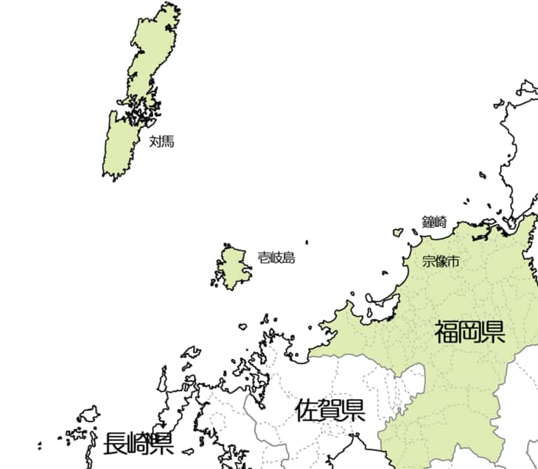 対馬、壱岐、鐘崎の位置関係