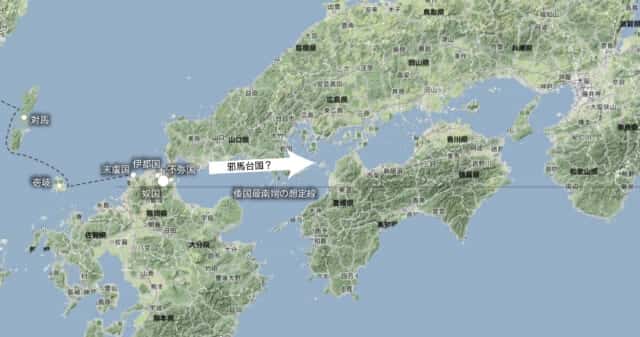 中国史書の記述に基づく奴国の位置から倭国最南端の境界線を想定