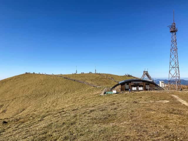 剣山の平坦な山頂に広がるササ原