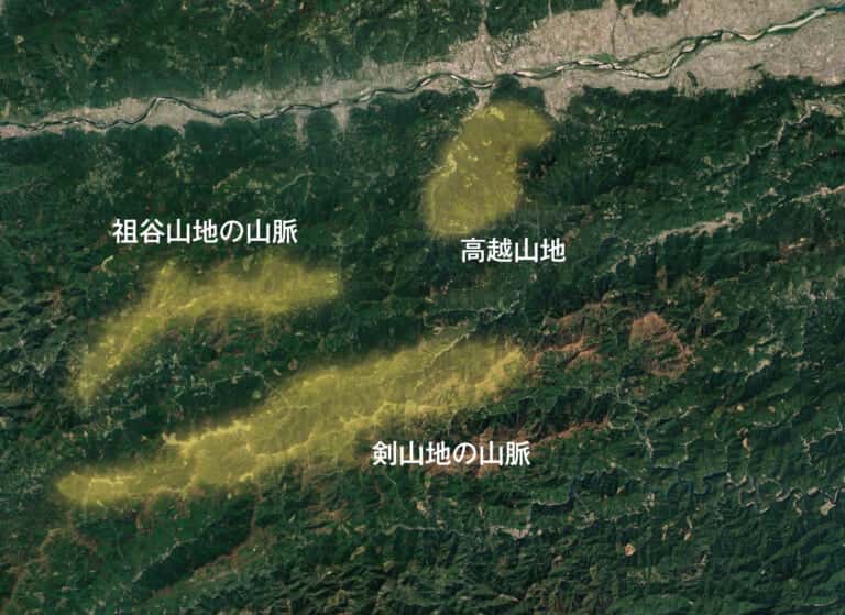 剣山地を含む徳島山岳地帯の山脈