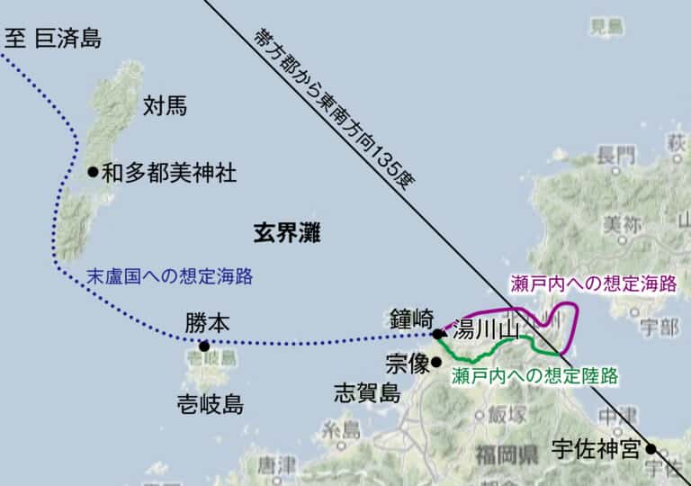 対馬、壱岐から末盧国、瀬戸内への想定ルート
