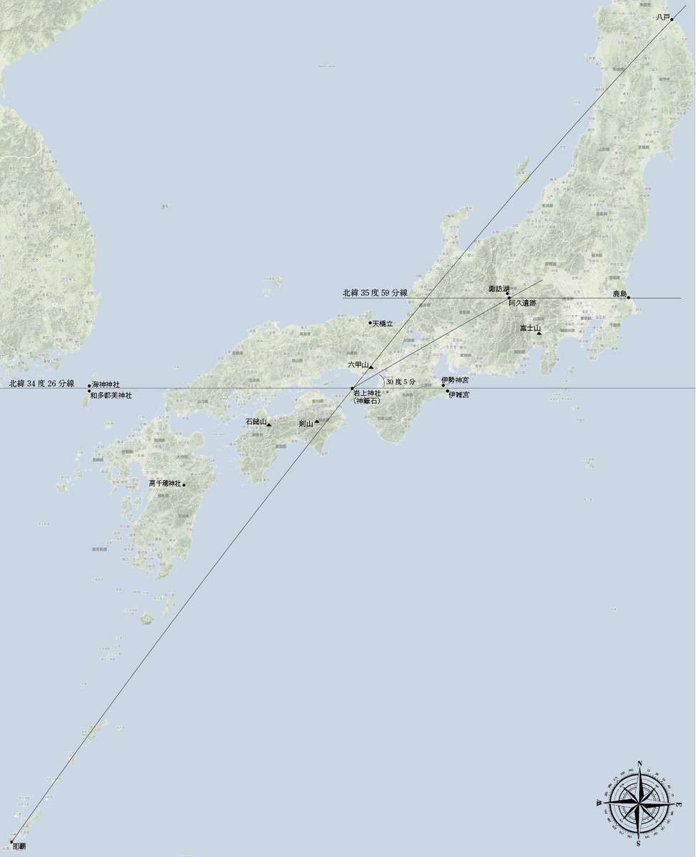 淡路島のレイライン-列島の中心点を通る基準線-
