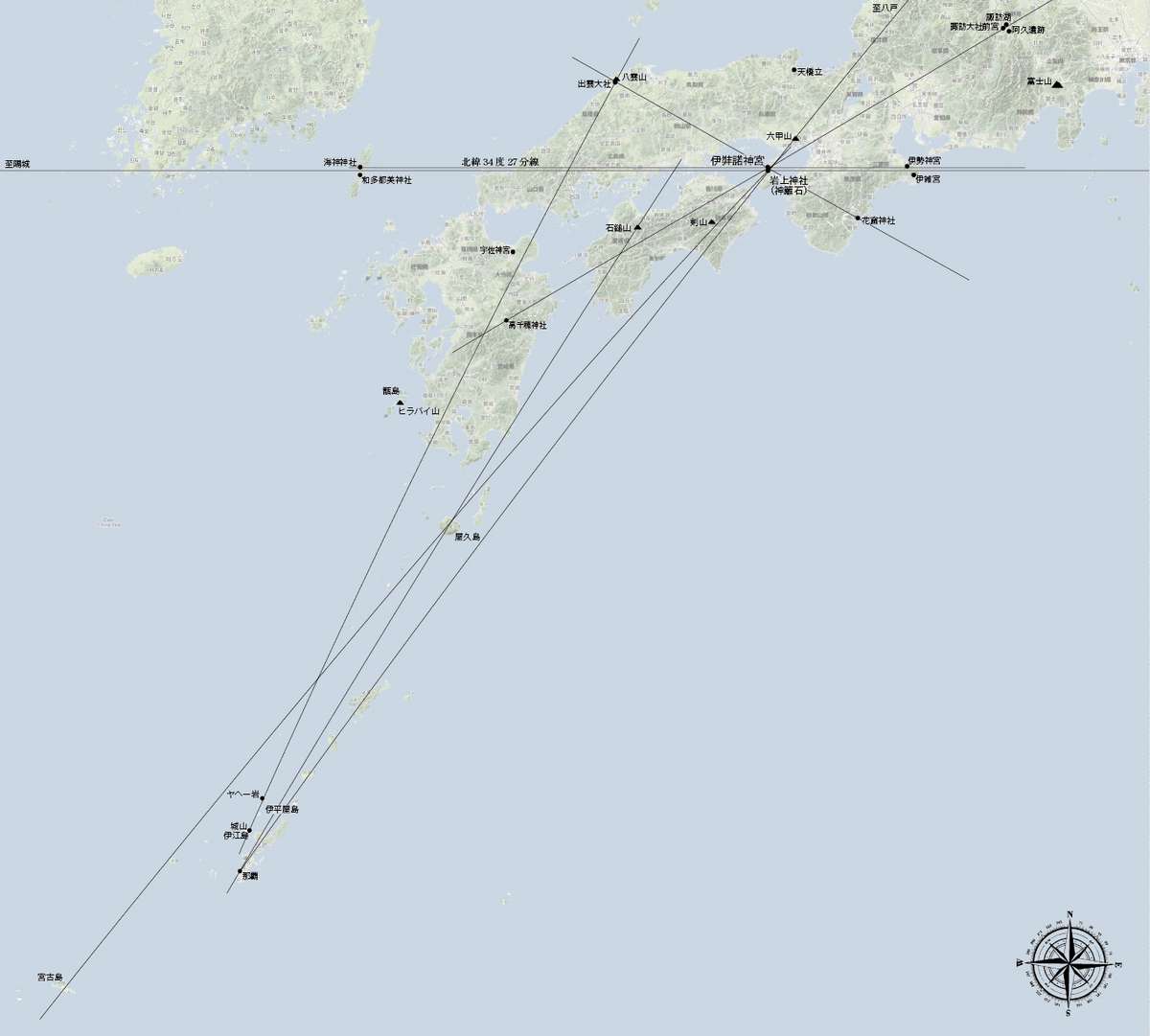 沖縄と宮古島のレイライン-南西諸島の重要拠点と国生みの島々を繋ぐ仮想線の存在-